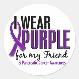 Pegatina Redonda Uso Morado Para Mi Amigo 10 Cáncer Pancreático