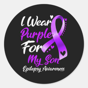 Pegatina Redonda Uso Morado Para Mi Hijo Epilepsia Regalos De Conci