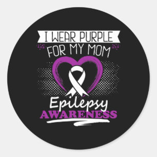 Pegatina Redonda Uso morado para mi mamá Epilepsia regalo de concie