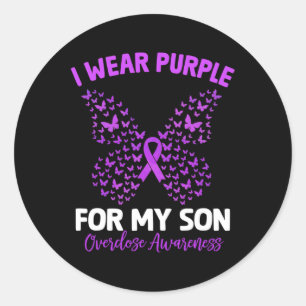 Pegatina Redonda Uso Morado Por Mi Hijo Sobredosis, Mantequilla De