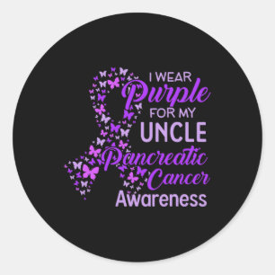 Pegatina Redonda Uso morado por mi tío el cáncer pancreático