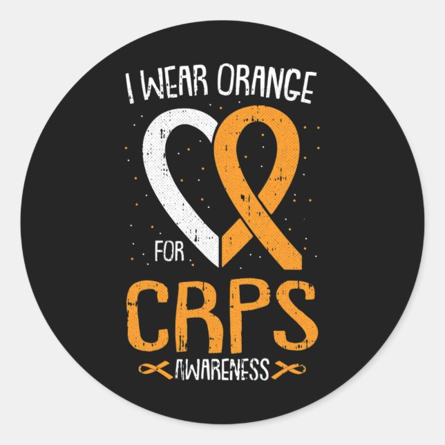 Pegatina Redonda Uso Naranja CRPS Conciencia Compleja Dolor Regiona (Anverso)