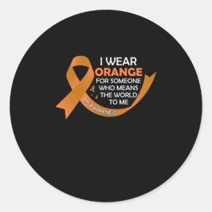 Pegatina Redonda Uso Naranja en marzo Conciencia de MS
