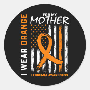 Pegatina Redonda Uso Naranja Madre Mamá Leucemia Sensibilización Am