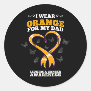 Pegatina Redonda Uso Naranja Papá Leucemia Cáncer Conciencia Sangre