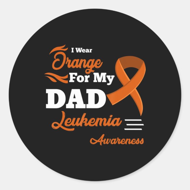 Pegatina Redonda Uso Naranja Para Concienciar Sobre Leucemia En Mi  (Anverso)