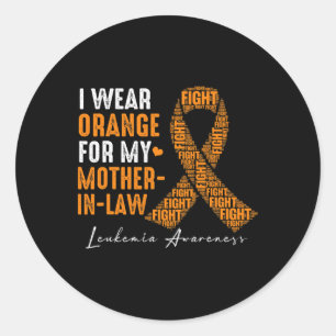 Pegatina Redonda Uso Naranja para el cáncer de leucemia de mi suegr