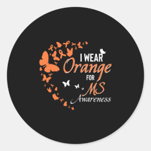 Pegatina Redonda Uso Naranja Para La Conciencia De La Esclerosis Mú