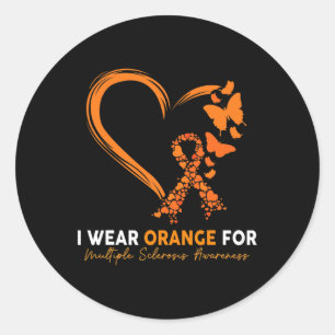 Pegatina Redonda Uso Naranja Para La Conciencia De La Esclerosis Mú