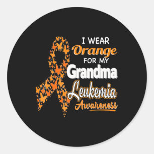 Pegatina Redonda Uso Naranja para mi abuela Leukemia Awareness