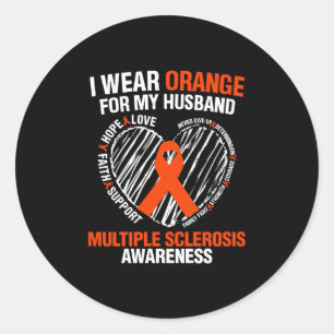 Pegatina Redonda Uso Naranja Para Mi Esclerosis Múltiple De Mi Mari