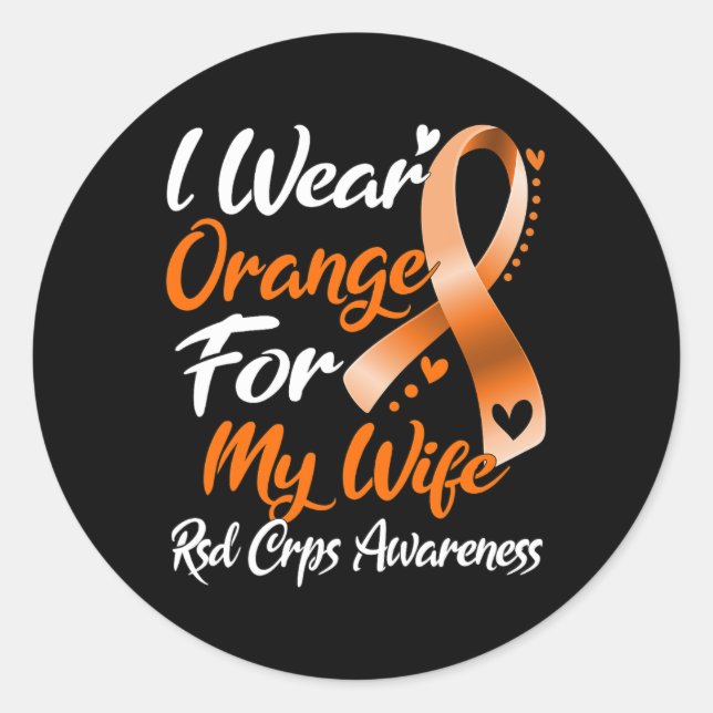 Pegatina Redonda Uso Naranja Para Mi Esposa Rsd Crps Conciencia 1 (Anverso)