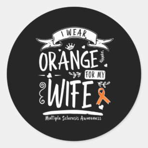Pegatina Redonda Uso Naranja Para Mi Esposa Sra. Esclerosis Múltipl