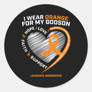 Pegatina Redonda Uso Naranja Para Mi Godson Leukemia Cáncer Awaren