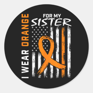 Pegatina Redonda Uso Naranja Para Mi Hermana Leucemia Cáncer Awaren