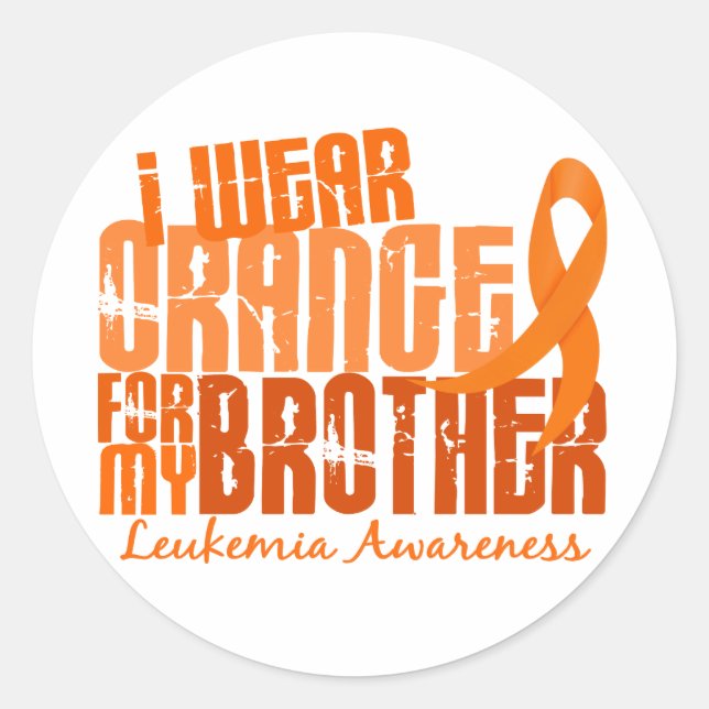 Pegatina Redonda Uso Naranja Para Mi Hermano 6.4 Leucemia (Anverso)