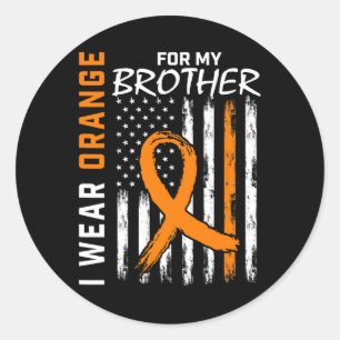 Pegatina Redonda Uso Naranja Para Mi Hermano Leucemia Awareness Fl