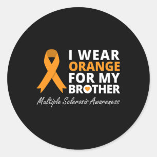 Pegatina Redonda Uso Naranja Para Mi Hermano Sra. Awareness Ribbon