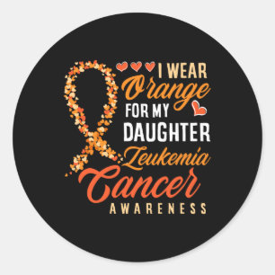 Pegatina Redonda Uso Naranja Para Mi Hija Leucemia Cáncer De Guerra