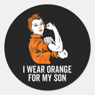 Pegatina Redonda Uso Naranja Para Mi Hijo Leucemia Mes De Concienci