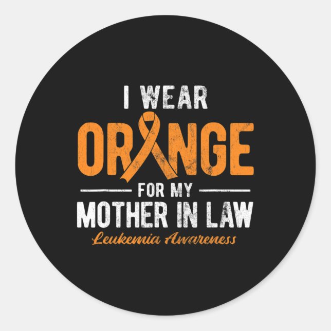 Pegatina Redonda Uso Naranja Para Mi Madre En Leucemia De Cáncer De (Anverso)