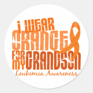 Pegatina Redonda Uso Naranja Para Mi Nieto 6.4 Leucemia