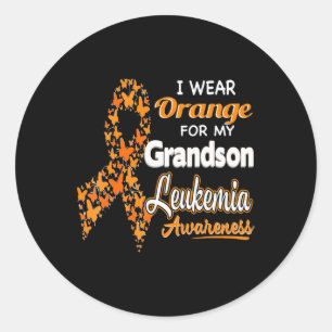 Pegatina Redonda Uso Naranja para mi nieto Leukemia Sensibilización