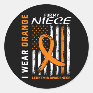Pegatina Redonda Uso Naranja Para Mi Niña Leucemia Awareness Amer