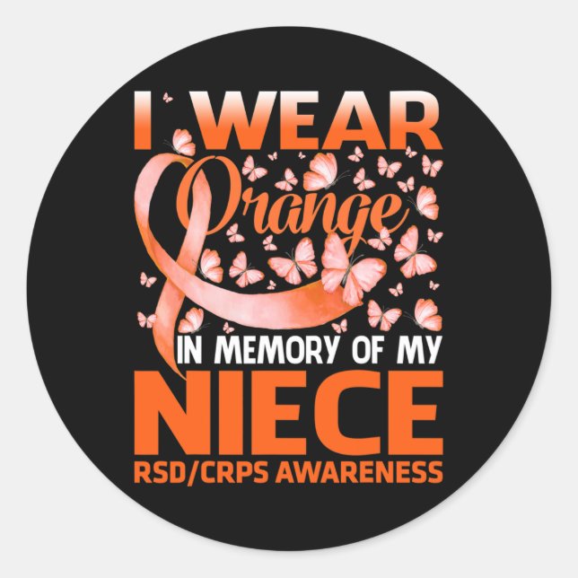 Pegatina Redonda Uso Naranja Para Mi Niña Rsd Crps Conciencia (Anverso)
