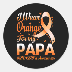 Pegatina Redonda Uso Naranja Para Mi Papá Rsd Crps Sensibilización 