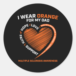 Pegatina Redonda Uso Naranja Para Mi Papá Señora Esclerosis Múltipl