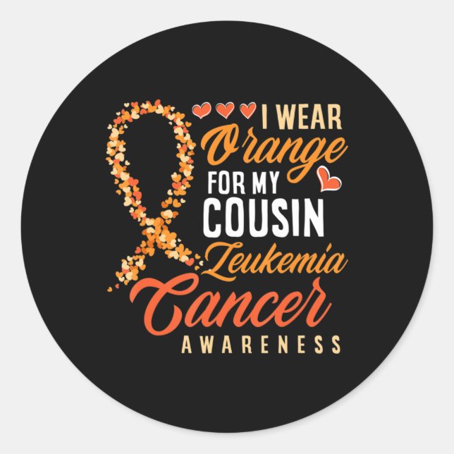 Pegatina Redonda Uso Naranja Para Mi Primo Awaren Por Cáncer De Leu (Anverso)