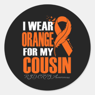 Pegatina Redonda Uso Naranja Para Mi Primo Rsd Crps Awareness Fea