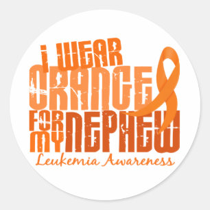 Pegatina Redonda Uso Naranja Para Mi Sobrino 6.4 Leucemia