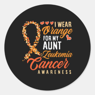 Pegatina Redonda Uso Naranja Para Mi Tía Leucemia Cáncer Awarenes