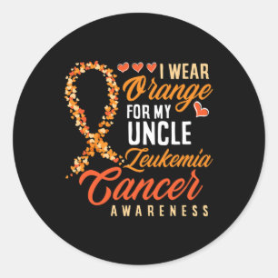 Pegatina Redonda Uso Naranja Para Mi Tío Leukemia Cancer Awarene