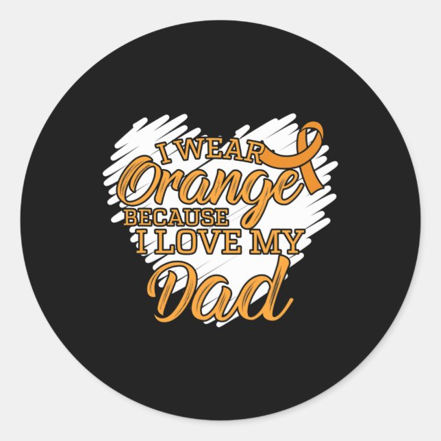 Pegatina Redonda Uso Naranja porque amo a mi papá por leucemia. (Anverso)