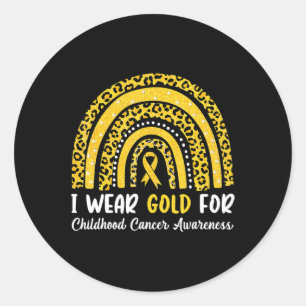 Pegatina Redonda Uso Oro Para Concienciación Sobre El Cáncer Infant