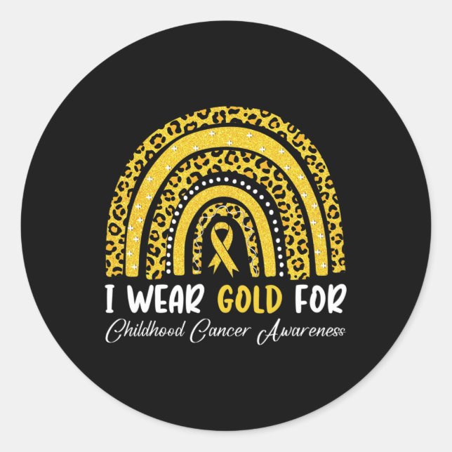 Pegatina Redonda Uso Oro Para Concienciación Sobre El Cáncer Infant (Anverso)