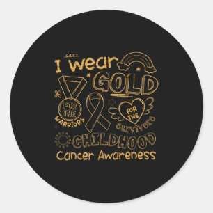 Pegatina Redonda Uso Oro Para La Gol De Conciencia Sobre El Cáncer 