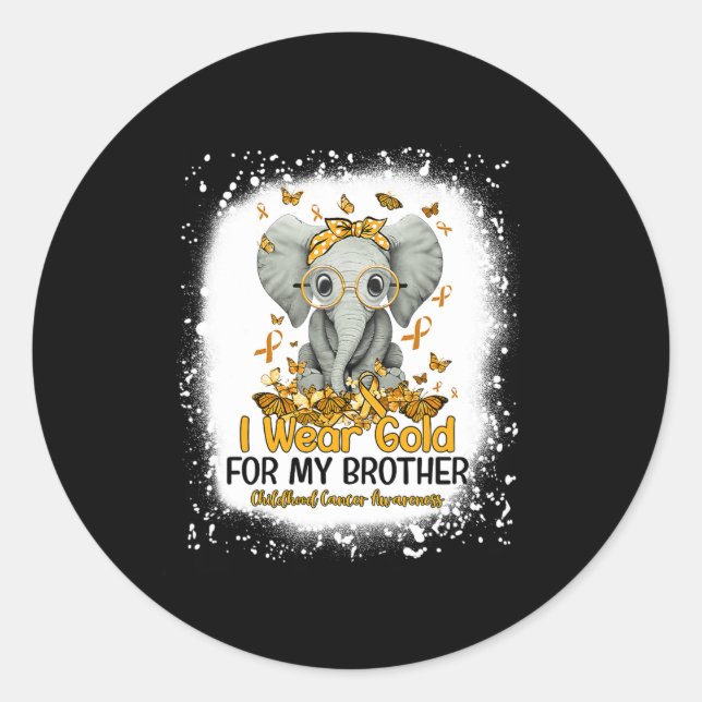 Pegatina Redonda Uso Oro Para Mi Hermano Awaren Por El Cáncer Infan (Anverso)