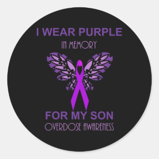 Pegatina Redonda Uso Púrpura En Memoria De Mi Hijo Adquirido Por So