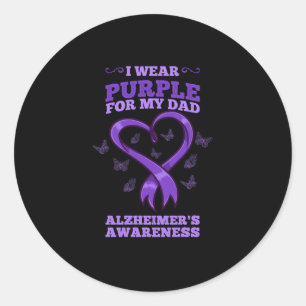 Pegatina Redonda Uso Púrpura Para Concienciar A Mi Papá Alzheimers