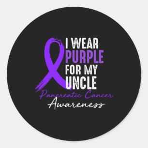 Pegatina Redonda Uso Púrpura Para El Tío Pancreatic Cancer Awarenes