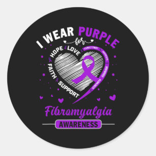 Pegatina Redonda Uso Púrpura Para Fibromialgia Cinta De Conciencia