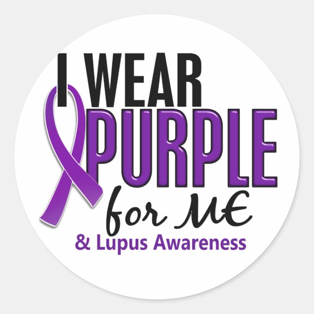 Pegatina Redonda Uso Púrpura Para Mí 10 Lupus (Anverso)