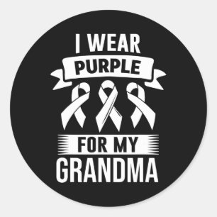 Pegatina Redonda Uso Púrpura Para Mi Abuela... Conciencia De La Sob