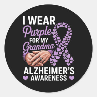 Pegatina Redonda Uso Púrpura Para Mi Abuela Dementia Heimers Awar