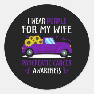 Pegatina Redonda Uso Púrpura Para Mi Esposa Awaren Por Cáncer Pancr
