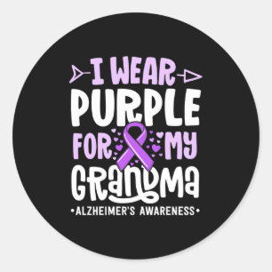 Pegatina Redonda Uso Púrpura Para Mi Familia Abuela Alzheimers